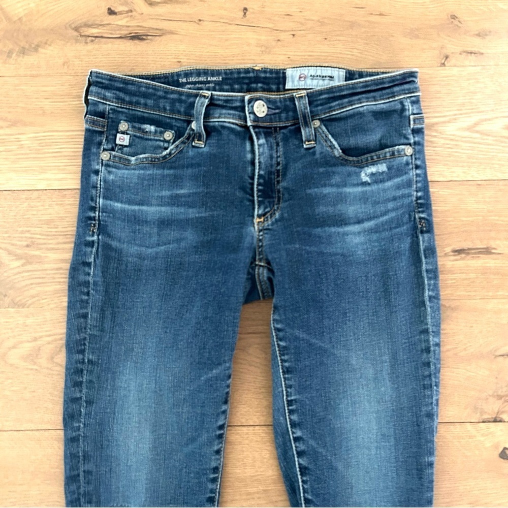 AG Adriano Goldschmied Super Skinny Legging Ankle Jean Patch Denim Blue Size 26R - Picture 2 of 14
